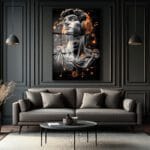 Antik Ritmin Modern Yankısı: Müzik Dinleyen Heykel Cam Tablo Duvar Dekoru Antik Ritmin Modern Yankısı: Müzik Dinleyen Heykel Cam Tablo Dekoratif Cam Tablo
