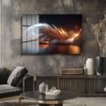 Eterik Tüyün Dansı: Işıltılı Modern Cam Tablo Duvar Dekoru Eterik Tüyün Dansı: Işıltılı Modern Cam Tablo Dekoratif Cam Tablo