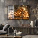 Altın Işıltılı Fütüristik Motosiklet Cam Tablo: Modern Duvar Sanatının Yeni Simgesi Duvar Dekoru Altın Işıltılı Fütüristik Motosiklet Cam Tablo: Modern Duvar Sanatının Yeni Simgesi Dekoratif Cam Tablo