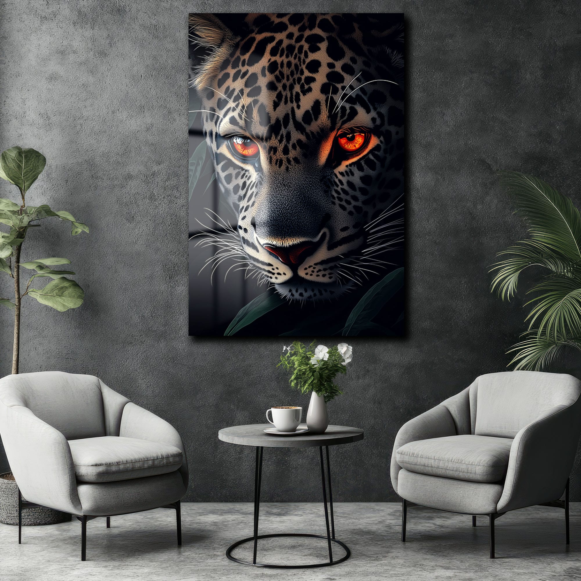 Vahşi Ruh: Ateş Gözlü Jaguar Temperli Cam Tablo Duvar Dekoru Vahşi Ruh: Ateş Gözlü Jaguar Temperli Cam Tablo - Görsel 2