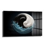 Yin-Yang Dalgaları: Modern Denge Temalı Cam Tablo - Glazella
