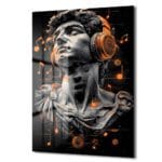 Antik Ritmin Modern Yankısı: Müzik Dinleyen Heykel Cam Tablo Duvar Dekoru Antik Ritmin Modern Yankısı: Müzik Dinleyen Heykel Cam Tablo Dekoratif Cam Tablo