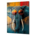 Cool Elephant: Modern Sanat Temperli Cam Tablo Duvar Dekoru Cool Elephant: Modern Sanat Temperli Cam Tablo Dekoratif Cam Tablo
