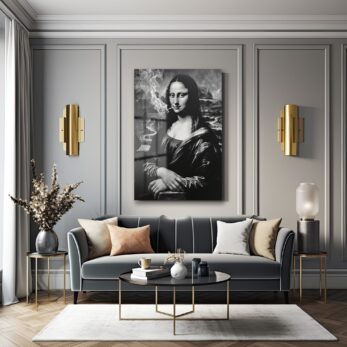 Asi Mona Lisa: Siyah Beyaz Modern Temperli Cam Tablo - Glazella
