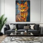 Alev Ruhu Kedi: Canlı Renklerle Temperli Cam Tablo Duvar Dekoru Alev Ruhu Kedi: Canlı Renklerle Temperli Cam Tablo Dekoratif Cam Tablo