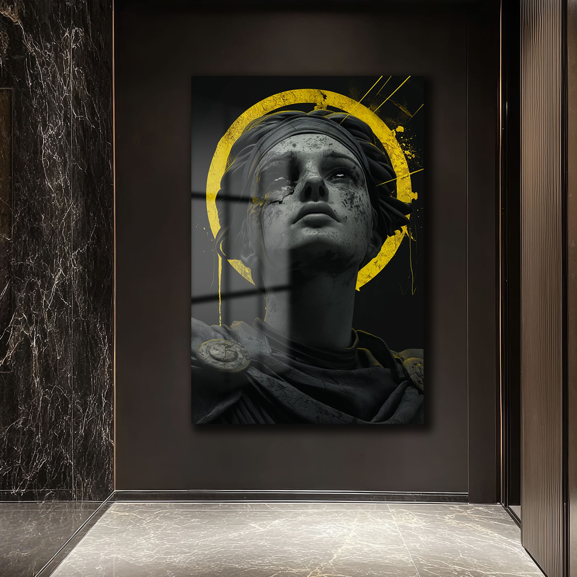 Altın Haleli Yükseliş: Modern Sanat Temperli Cam Tablo - Glazella Altın Haleli Yükseliş: Modern Sanat Temperli Cam Tablo - Glazella