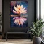 Gizemli Lotus Çiçeği: Su Üzerinde Modern Sanat Cam Tablo Duvar Dekoru Gizemli Lotus Çiçeği: Su Üzerinde Modern Sanat Cam Tablo Dekoratif Cam Tablo