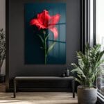 Ateş Kırmızısı Zambak: Modern Elegans Cam Tablo Dekoratif Cam Tablo