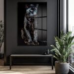 Yeşil Gözlü Siyah Panter: Gücün ve Zarafetin Modern Cam Tablosu Duvar Dekoru Yeşil Gözlü Siyah Panter: Gücün ve Zarafetin Modern Cam Tablosu Dekoratif Cam Tablo