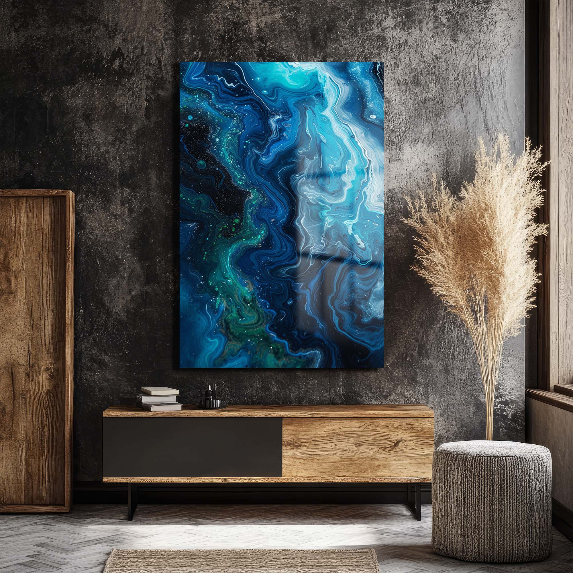 Okyanusun Gizemi: Akışkan Sanat Modern Temperli Cam Tablo Duvar Dekoru Okyanusun Gizemi: Akışkan Sanat Modern Temperli Cam Tablo - Görsel 3