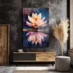 Gizemli Lotus Çiçeği: Su Üzerinde Modern Sanat Cam Tablo Duvar Dekoru Gizemli Lotus Çiçeği: Su Üzerinde Modern Sanat Cam Tablo Dekoratif Cam Tablo