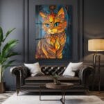 Alev Ruhu Kedi: Canlı Renklerle Temperli Cam Tablo Duvar Dekoru Alev Ruhu Kedi: Canlı Renklerle Temperli Cam Tablo Dekoratif Cam Tablo