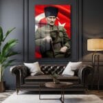 Atatürk ve Şanlı Türk Bayrağı: Milli Ruh Cam Tablo Duvar Dekoru Atatürk ve Şanlı Türk Bayrağı: Milli Ruh Cam Tablo Dekoratif Cam Tablo