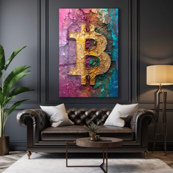 Dinamik Bitcoin: Canlı Renklerle Modern Kripto Sanat Cam Tablo - Glazella Dinamik Bitcoin: Canlı Renklerle Modern Kripto Sanat Cam Tablo - Glazella