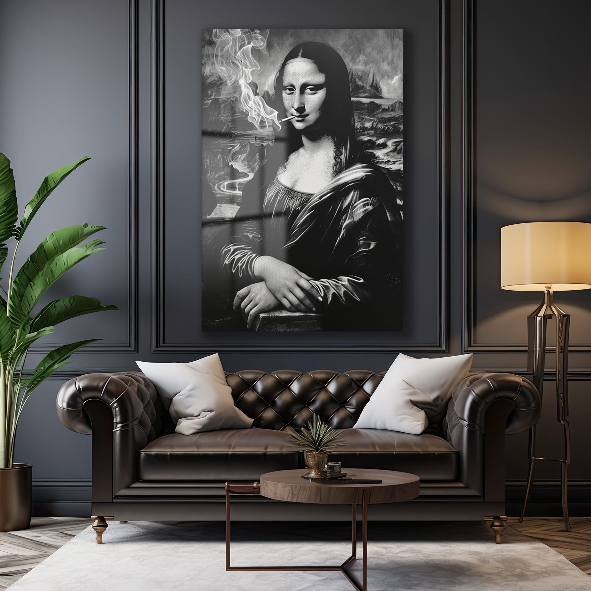 Asi Mona Lisa: Siyah Beyaz Modern Temperli Cam Tablo - Glazella Asi Mona Lisa: Siyah Beyaz Modern Temperli Cam Tablo - Glazella