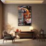 Ressam Papağan: Canlı Renkler ve Sanatçı Ruhu Temalı Modern Cam Tablo Duvar Dekoru Ressam Papağan: Canlı Renkler ve Sanatçı Ruhu Temalı Modern Cam Tablo Dekoratif Cam Tablo