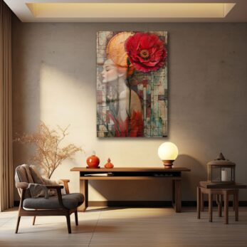 Kızıl Haşhaş Rüyası: Modern Sanat Temperli Cam Tablo - Glazella