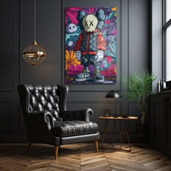 Alternative view of Urban Rüyalar Kaws Stili: Canlı Renkler Modern Cam Tablo
