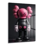 Pink Skull KAWS Stili Cam Tablo: Modern Sanatın Cesur Dokunuşu Duvar Dekoru Pink Skull KAWS Stili Cam Tablo, siyah ve pembe renklerde, modern sanat eseri olarak tasarlanmış dekoratif duvar tablosu.