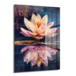Gizemli Lotus Çiçeği: Su Üzerinde Modern Sanat Cam Tablo - Glazella Gizemli Lotus Çiçeği: Su Üzerinde Modern Sanat Cam Tablo - Glazella