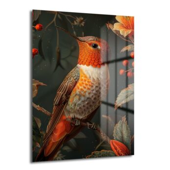 Canlı Kolibri: Doğanın Ruhu Temperli Cam Tablo - Glazella