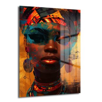 Afrika'nın Ruhu: Canlı Renklerle Modern Cam Duvar Tablosu - Glazella