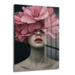 Pembe Düşler: Çiçeklerle Gizlenmiş Kadın Modern Cam Tablo - Glazella Pembe Düşler: Çiçeklerle Gizlenmiş Kadın Modern Cam Tablo - Glazella