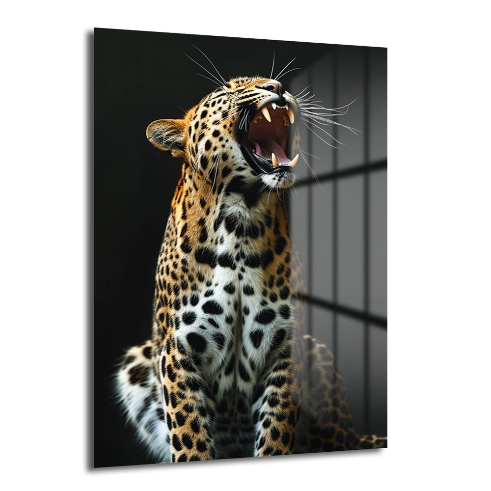 Leopar'ın Kükreyişi: Vahşi Gücü Yansıtan Temperli Cam Tablo Duvar Dekoru Leopar'ın Kükreyişi: Vahşi Gücü Yansıtan Temperli Cam Tablo, kükreyen bir leopar portresini gösteren modern, 4mm temperli cam bir duvar sanatı. Canlı renkler ve detaylarla vahşi doğanın gücünü yansıtan bu eser, salon ve ofis gibi mekanlar için idealdir.