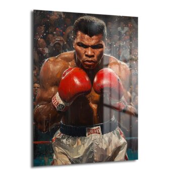 Efsanevi Ruh: Muhammed Ali Boksör Portre Dekoratif Cam Tablo - Glazella