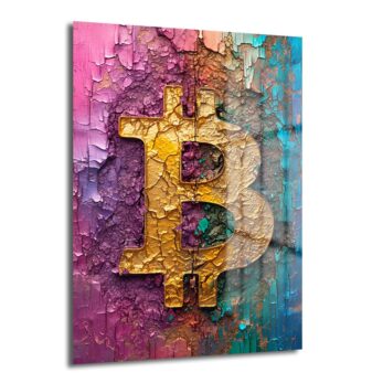 Dinamik Bitcoin: Canlı Renklerle Modern Kripto Sanat Cam Tablo - Glazella