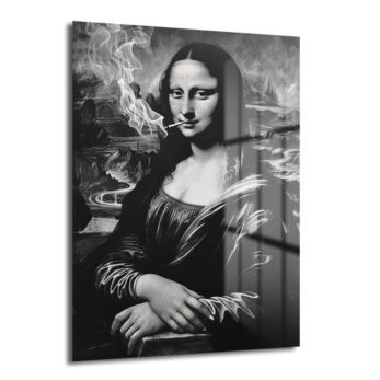 Asi Mona Lisa: Siyah Beyaz Modern Temperli Cam Tablo - Glazella