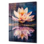Gizemli Lotus Çiçeği: Su Üzerinde Modern Sanat Cam Tablo Duvar Dekoru Gizemli Lotus Çiçeği: Su Üzerinde Modern Sanat Cam Tablo Dekoratif Cam Tablo