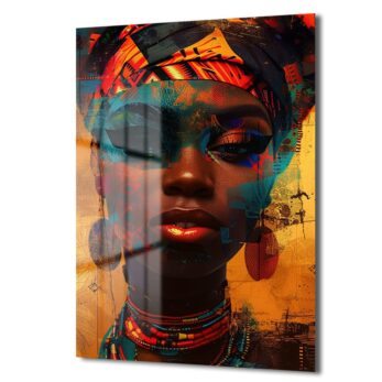 Afrika'nın Ruhu: Canlı Renklerle Modern Cam Duvar Tablosu - Glazella
