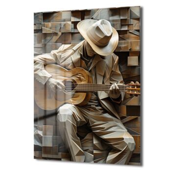 Geometrik Uyum: Gitarist Sanat Temalı Modern Cam Tablo - Glazella Geometrik Uyum: Gitarist Sanat Temalı Modern Cam Tablo - Glazella