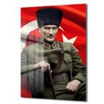Atatürk ve Şanlı Türk Bayrağı: Milli Ruh Cam Tablo Duvar Dekoru Atatürk ve Şanlı Türk Bayrağı: Milli Ruh Cam Tablo Dekoratif Cam Tablo