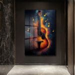 Melodinin Dansı: Enerjik Gitar Temalı Soyut Cam Tablo Duvar Dekoru Melodinin Dansı: Enerjik Gitar Temalı Soyut Cam Tablo Dekoratif Cam Tablo