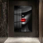 Gizemli Şıklık: Kırmızı Dudaklar Modern Temperli Cam Tablo Duvar Dekoru Gizemli Şıklık: Kırmızı Dudaklar Modern Temperli Cam Tablo Dekoratif Cam Tablo