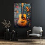 Rengarenk Melodiler: Sanatsal Gitar Cam Tablo Duvar Dekoru Rengarenk Melodiler: Sanatsal Gitar Cam Tablo Dekoratif Cam Tablo