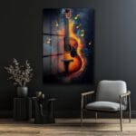 Melodinin Dansı: Enerjik Gitar Temalı Soyut Cam Tablo Duvar Dekoru Melodinin Dansı: Enerjik Gitar Temalı Soyut Cam Tablo Dekoratif Cam Tablo