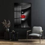Gizemli Şıklık: Kırmızı Dudaklar Modern Temperli Cam Tablo Duvar Dekoru Gizemli Şıklık: Kırmızı Dudaklar Modern Temperli Cam Tablo Dekoratif Cam Tablo