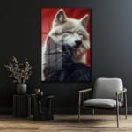 Gizemli Uyum: Kurt ve Kara Kedi Temalı Modern Cam Tablo Duvar Dekoru Gizemli Uyum: Kurt ve Kara Kedi Temalı Modern Cam Tablo Dekoratif Cam Tablo