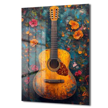 Rengarenk Melodiler: Sanatsal Gitar Cam Tablo - Glazella Rengarenk Melodiler: Sanatsal Gitar Cam Tablo - Glazella