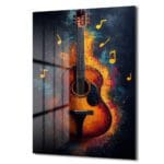 Melodinin Dansı: Enerjik Gitar Temalı Soyut Cam Tablo Duvar Dekoru Melodinin Dansı: Enerjik Gitar Temalı Soyut Cam Tablo Dekoratif Cam Tablo
