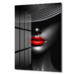 Gizemli Şıklık: Kırmızı Dudaklar Modern Temperli Cam Tablo Duvar Dekoru Gizemli Şıklık: Kırmızı Dudaklar Modern Temperli Cam Tablo Dekoratif Cam Tablo