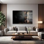 Şimşek Dansı Viyolonsel: Enerjik Modern Cam Tablo Dekoratif Cam Tablo
