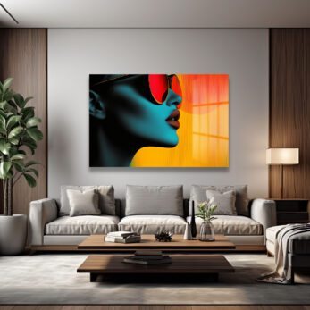 Kızıl Gözlüklü Diva: Modern Pop Art Cam Tablo - Glazella