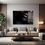 Gizemli Altın Dudaklar: Modern Sanat Cam Tablo Dekoratif Cam Tablo