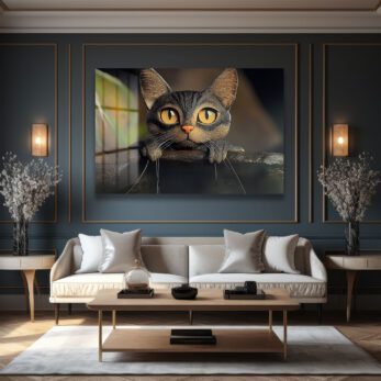 Büyüleyici Gözler: Meraklı Kedi Temalı Modern Dekoratif Cam Tablo - Glazella Büyüleyici Gözler: Meraklı Kedi Temalı Modern Dekoratif Cam Tablo - Glazella