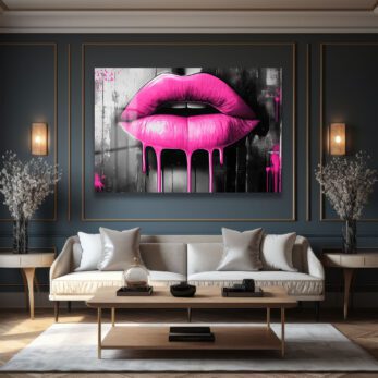 Pembe Dudaklar: Pop Art Ruhuyla Modern Cam Tablo - Glazella