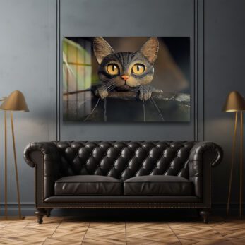 Büyüleyici Gözler: Meraklı Kedi Temalı Modern Dekoratif Cam Tablo - Glazella Büyüleyici Gözler: Meraklı Kedi Temalı Modern Dekoratif Cam Tablo - Glazella